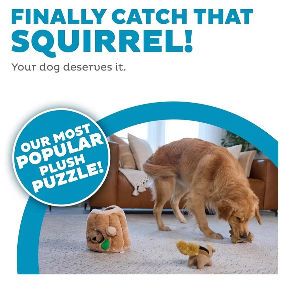 Interactive Squirrel Hideaway Plush Toy for Small Pets